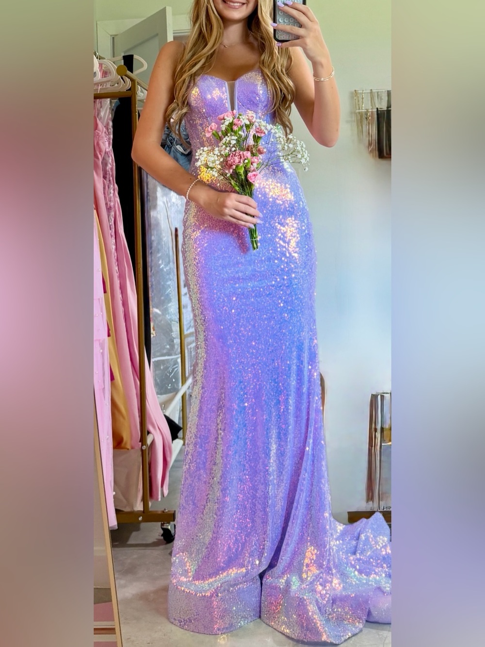 Sherri Hill Lilac Sequin Gown 000 ✨ EUC